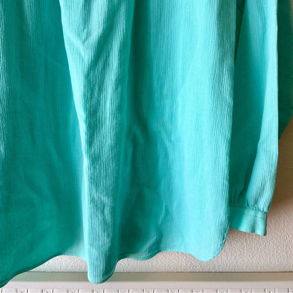 Vintage 1970s Levi’s peasant top in seafoam green 100% cotton crepe fabric - Picture 5 of 7